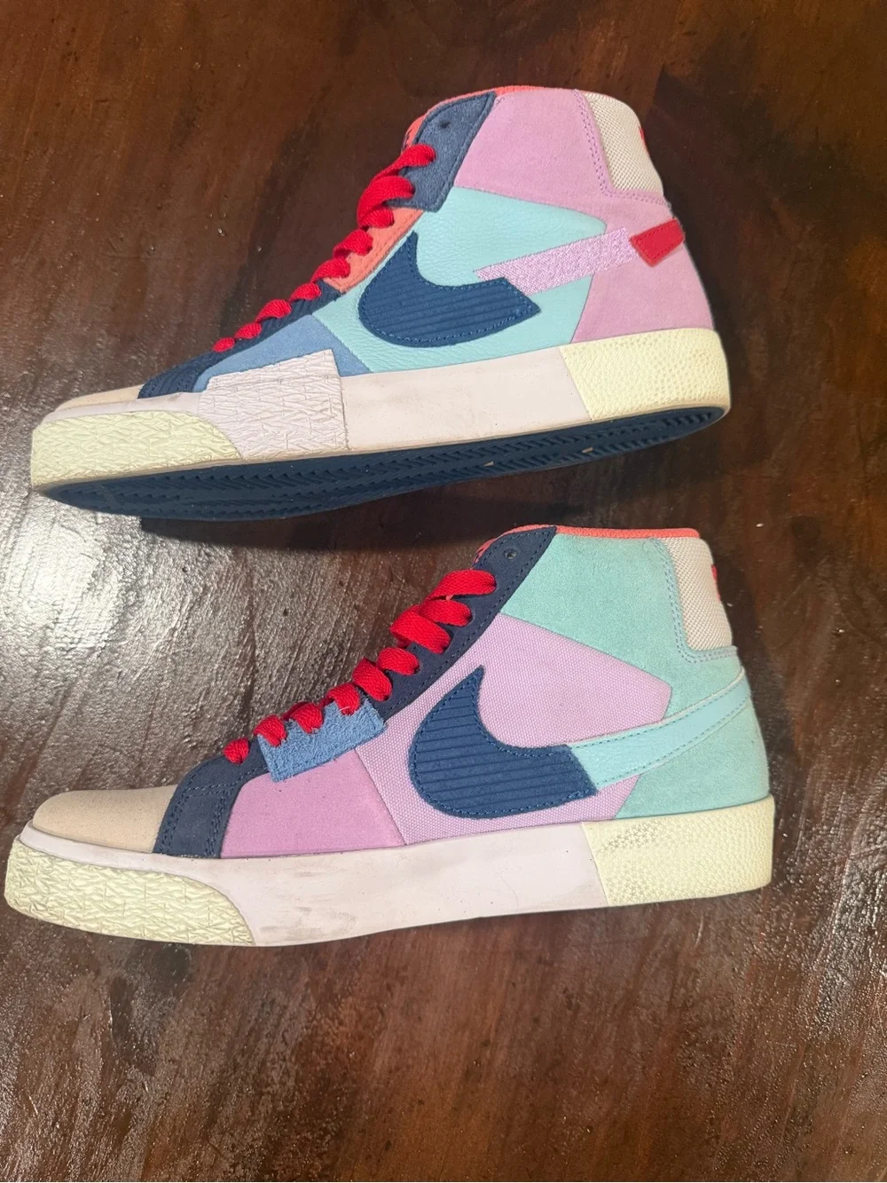 Colorblock High-Top Nike Sneakers - Pink, Mint & Navy